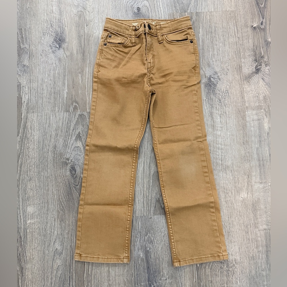 Boys Stretch Straight Fit Jeans - Cat & Jack Khaki Adjustable Waist Size 7